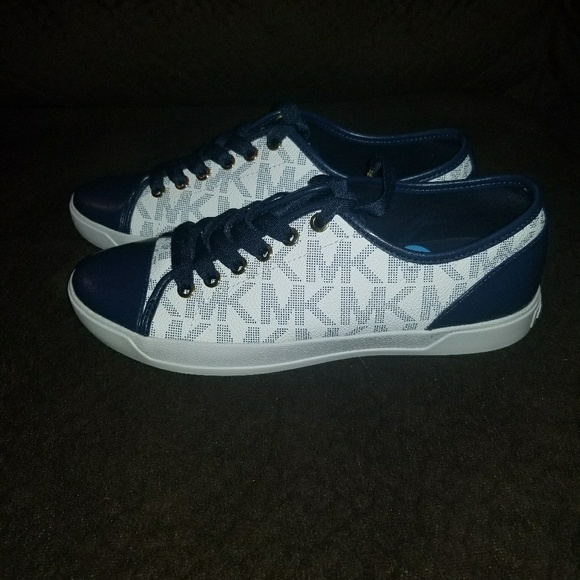 blue and white michael kors shoes